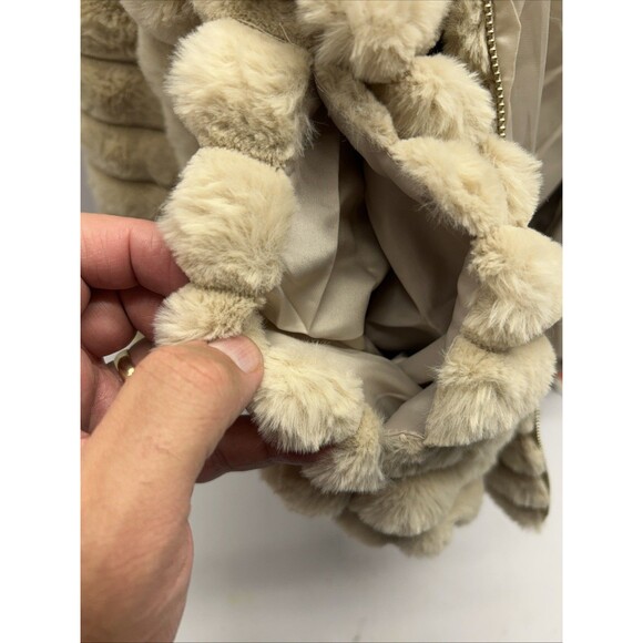 Red Marine Amsterdams Beige Very Fuzzy Hooded Zip Front Jacket SZ L New w/Tags - Picture 6 of 10